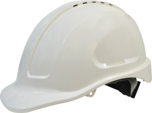 Maxisafe HVS590-W White hard hat, long peak, vented, Sliplock harness