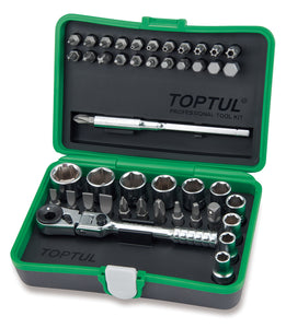 TOPTUL GADW4501 Mini Ratchet Socket Bit Set 1/4" 45pcs