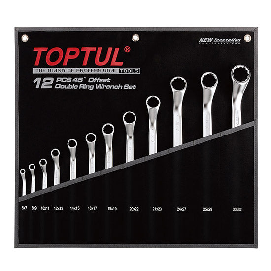 TOPTUL GPAH1202 45° Offset Double Ring Wrench Set