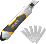 INGCO HKNS1808 Utility Knife with 6 Blades