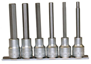 ENG TOOLS M1211 1/2" Dr Long Inhex Bit 9 Piece Metric Socket Clip Rail Set