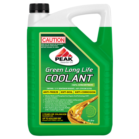 PEAK Green Long Life Coolant Concentrate 5L PKROLLGC005