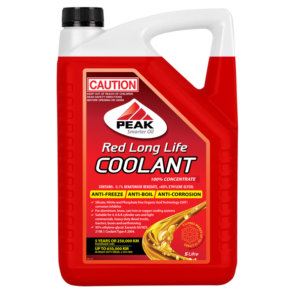 PEAK Red Long Life Coolant Concentrate 5L PKROLLRC005