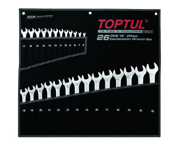 TOPTUL GPAX2601 Hi-Performance Combination 15° Wrench Set 26pcs