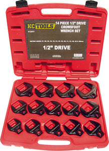 KC Tools 11317 14 PIECE 1/2" DRIVE IMPACT CROWS FOOT SPANNER SET - METRIC