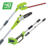 GREENWORKS 1300607AU-Kit-4 4.0Ah Pole Saw/Hedge Trimmer 2-in-1, Battery & Charger Kit