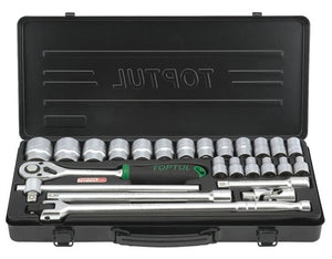 TOPTUL GBB2515 1/2"  DR 25PCE METRIC 6PT Flank Socket Set