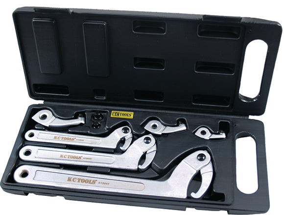 KC Tools A13044 3 Piece Hook Wrench Set With Spare Hooks And Pins