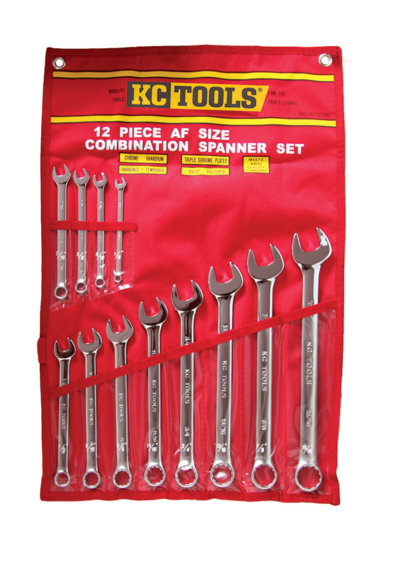 KC Tools A13334 12 Piece AF Combination Spanner Set