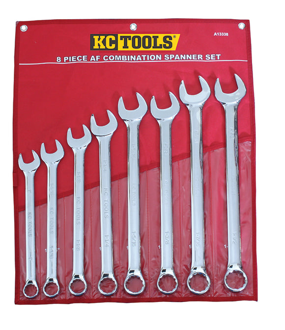 KC Tools A13338 8 Piece AF Combination Spanner Set