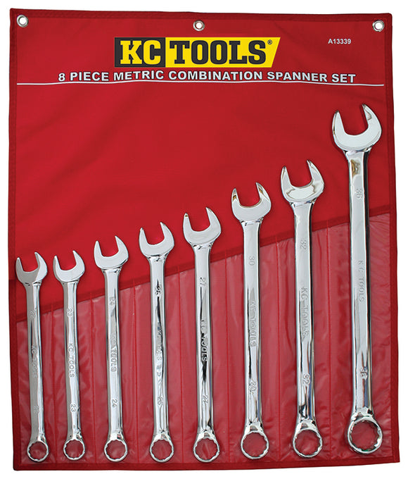KC Tools A13339 8 Piece Metric Combination Spanner Set