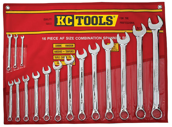 KC Tools A13342 16 Piece AF Combination Spanner Set