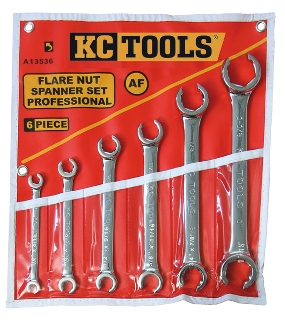 KC Tools A13536 6 Piece AF Flare Nut Spanner Set