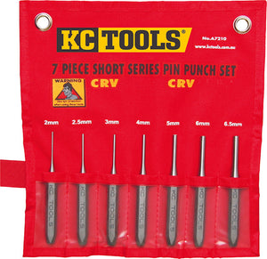 KC Tools A7210 7 Piece Short Series Pin Punch Set