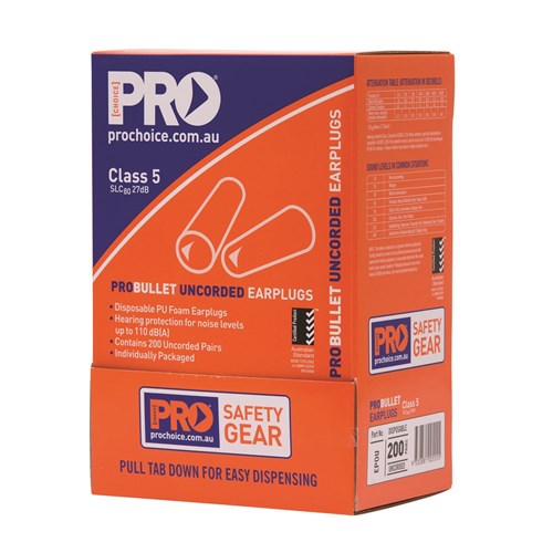 Pro Choice EPOU Probullet Disposable Uncorded Earplugs (Box of 200 pairs)