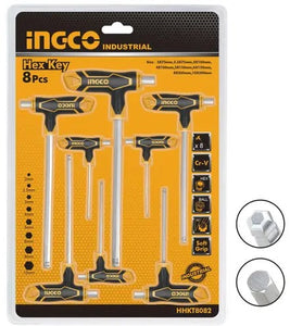 INGCO HHKT8082 8 Piece T-Handle Metric Ball Hex Key Set