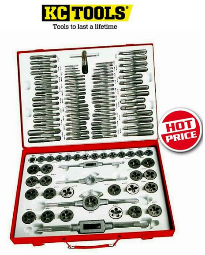 KC TOOLS PT52 110PCE TAP DIE SET METRIC UNC UNF NPT SA Alltools