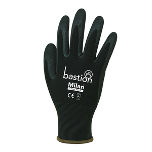 Bastion BSG45124 Nitrle Foam Coated Gloves | Milan - Black Nylon/ Black Sandy (L)