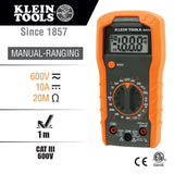 Klein MM300 Digital Multi-meter, Manual-Ranging, 600V