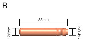 EMAX 14-30-5 Mig Contact Tip T2/T4 0.8MM X 1/4UNF (5 PACK)